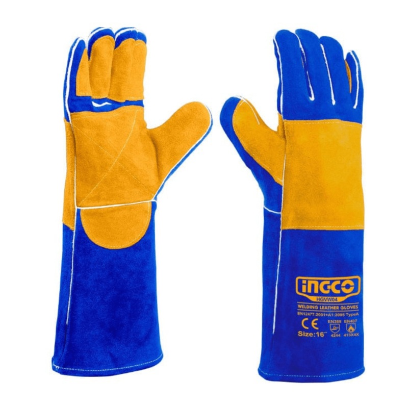 Ingco 16 Welding Leather Gloves with Kevlar Fire Thread  HGVW0