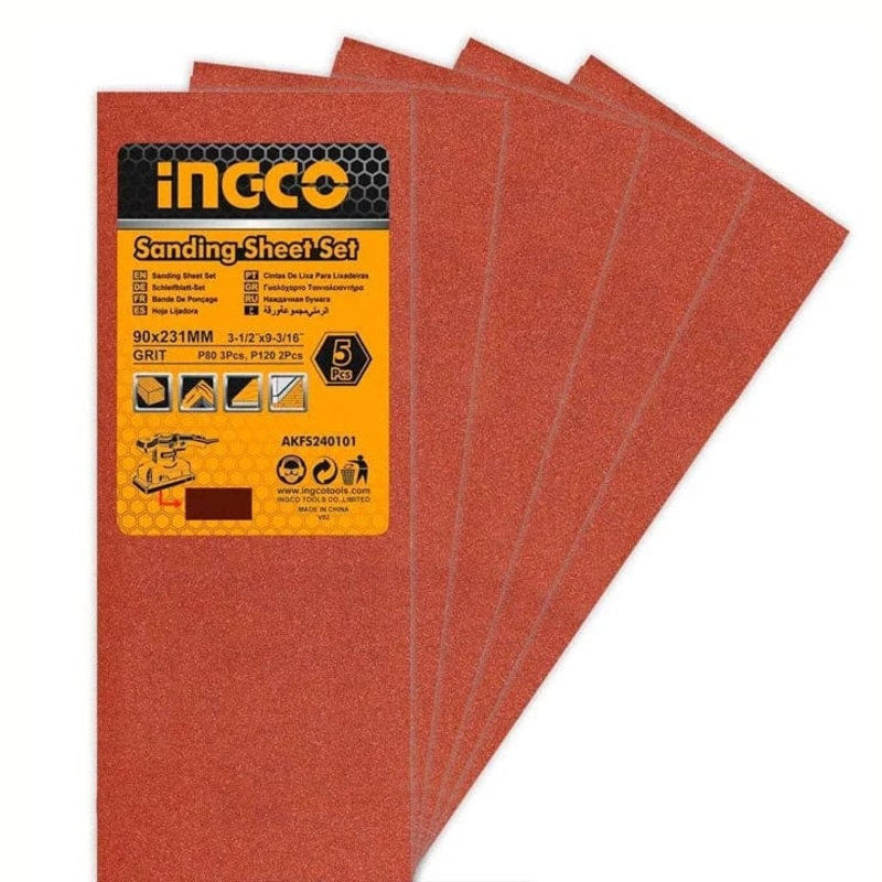 Ingco 5 Pieces Sanding Sheet Set 90x231mm – AKFS240101-1