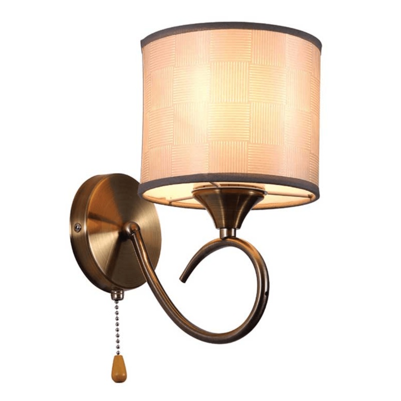 Grey Fabric Shade Antique Vintage Retro Classic Wall Lamp – E27