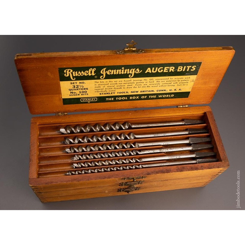 Complete Set of 13 RUSSELL JENNINGS Auger Bits in Original Three Tiered Box – 97487