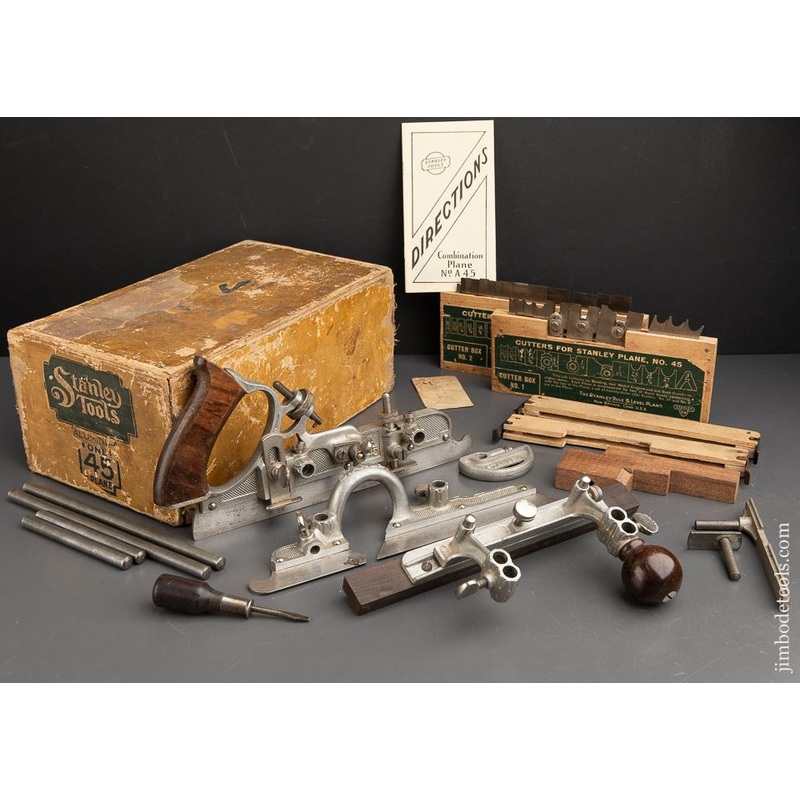 STANLEY No. A45 ALUMINUM Combination Plane 100% COMPLETE in Original Box SWEETHEART – 91546