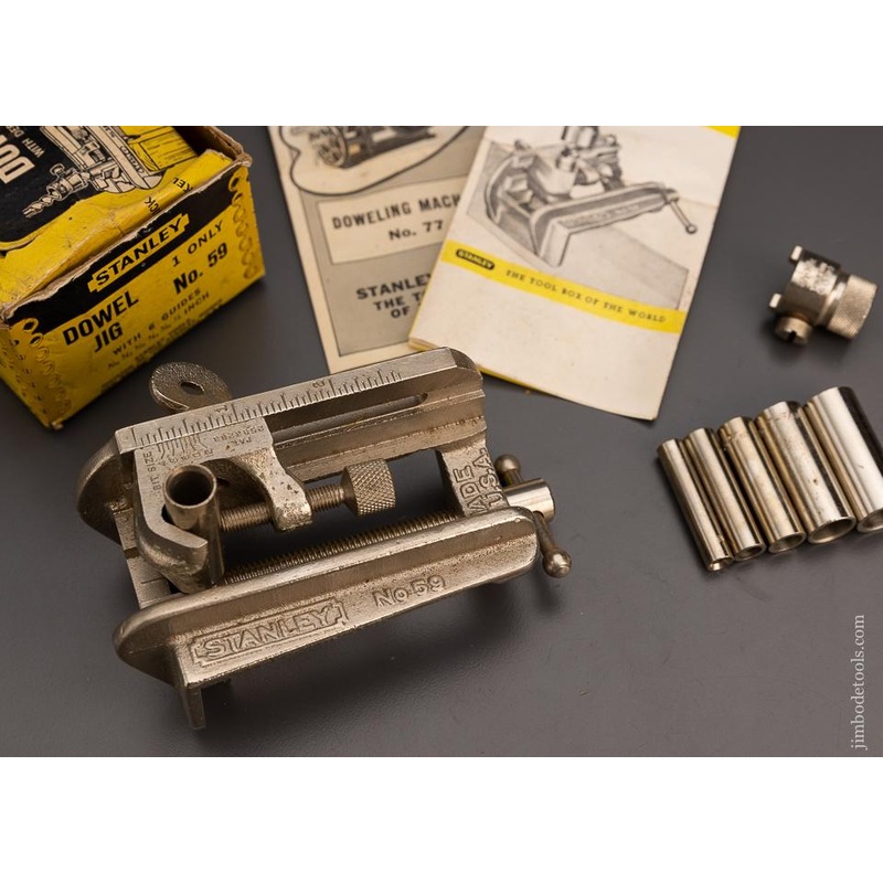 STANLEY No. 59 Dowelling Jig 100% Complete Mint in Box with All Six Guides and Stop – 98815