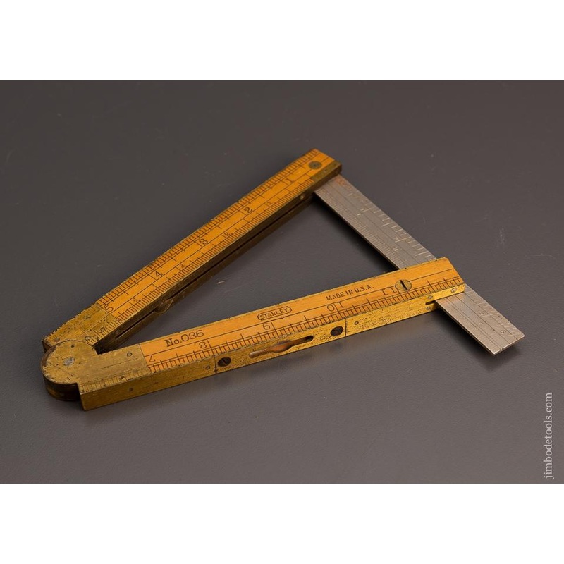 Rare and Mint STANLEY No. 036 Combination Boxwood Rule & Clinometer – 99312