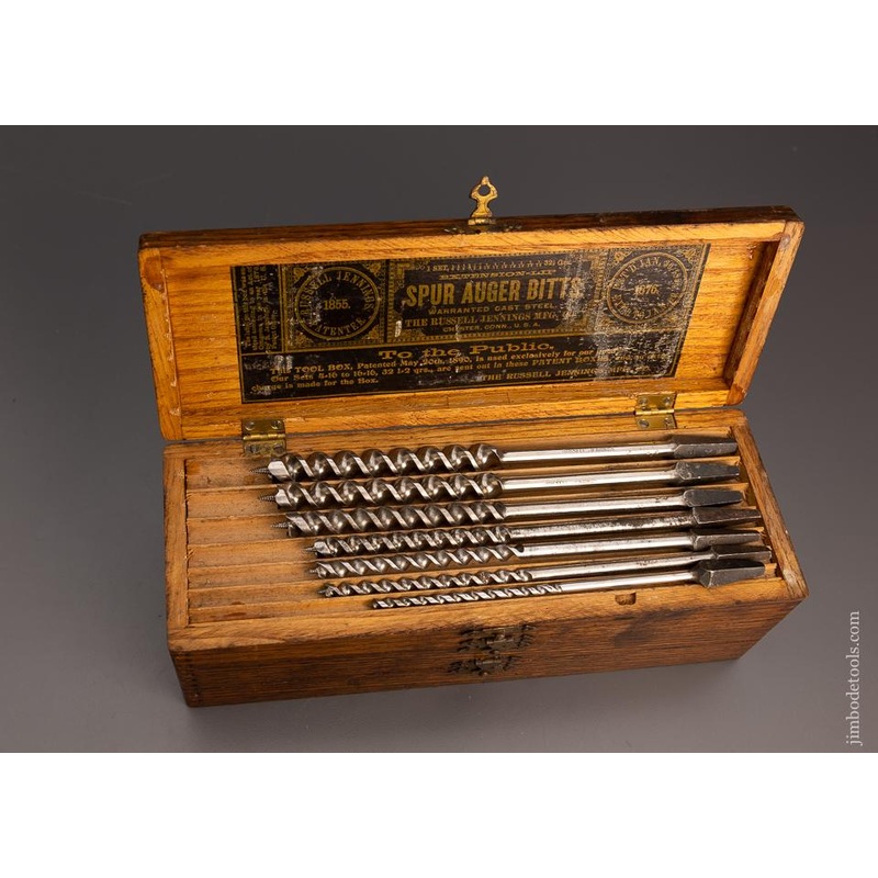 RUSSELL JENNINGS Auger Bits EARLY 14 Bit Set in Original Three Tiered Box – 99792