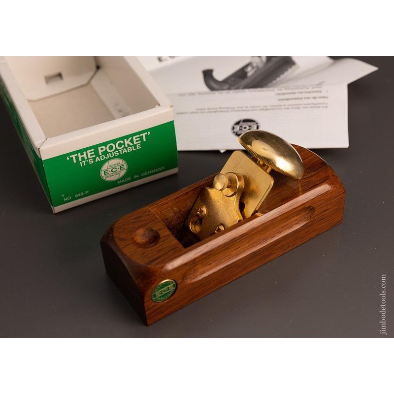 Rare Gold Plated Solid Rosewood Adjustable Block Plane by ECE Mint in Box – 100036