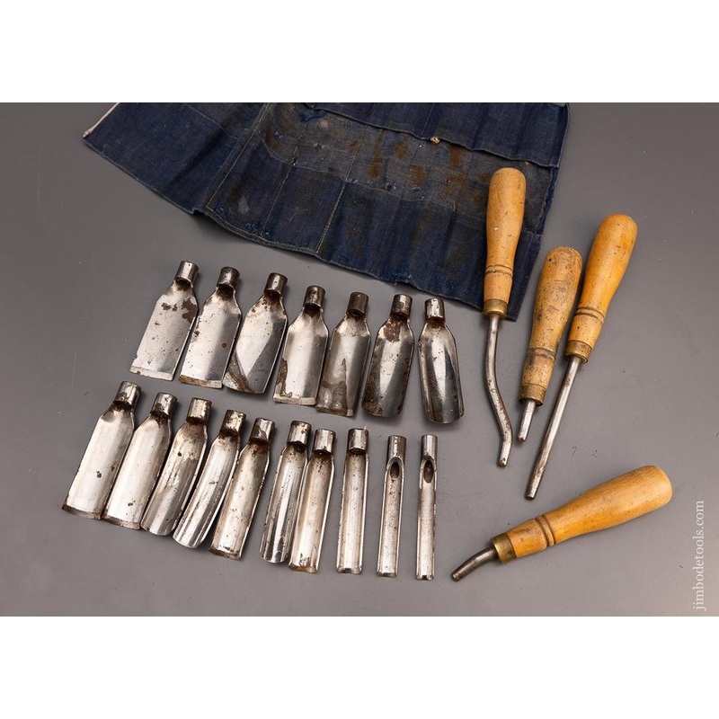RARE & FINE! 21 Piece No. 450 Pattern Maker’s Gouge Set by ADAMS & NELSON CO – 99964