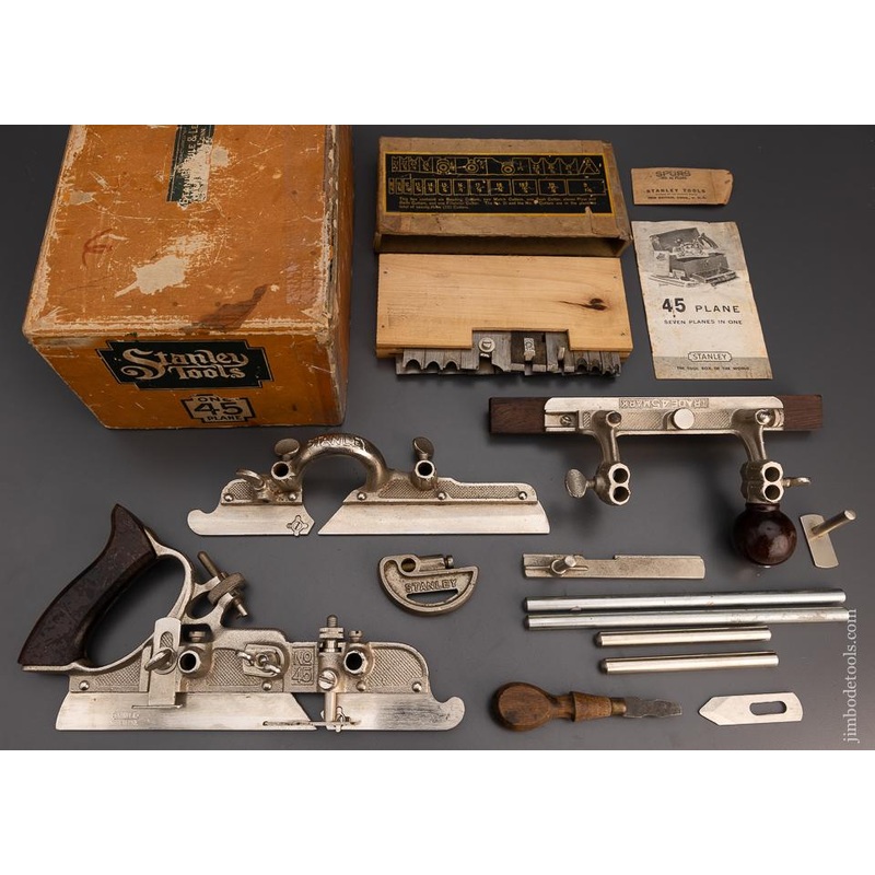 STANLEY No. 45 Combination Plane Near Mint 100% COMPLETE in Original Box – 100932