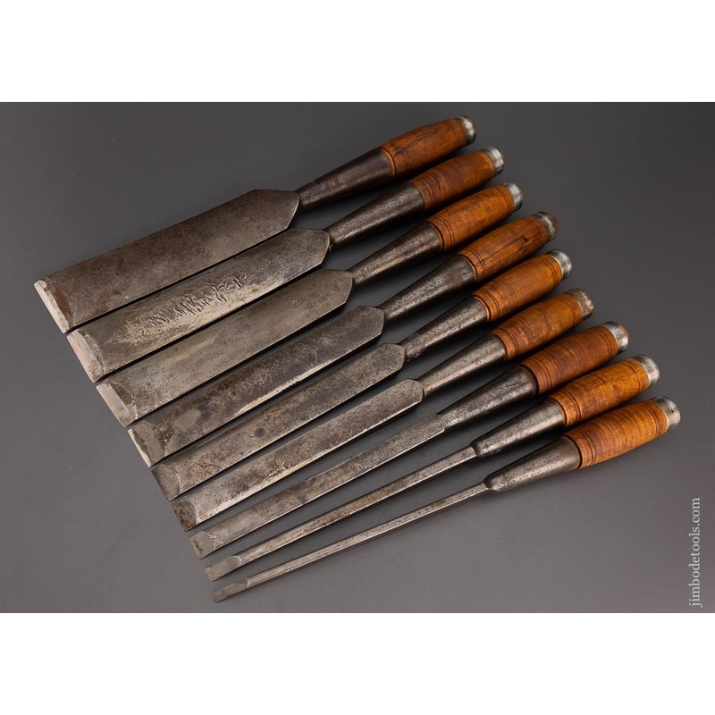 Unheard-of Complete Set of 9 Heavy Framing Chisels by PS & W CO. – EXCELSIOR 100959