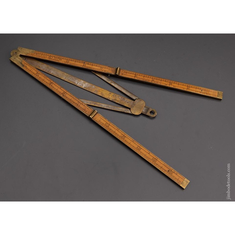 Rare STANLEY No. 54 Boxwood Rule with COWGILLS PATENT Bevel Attachment — EXCELSIOR 101232