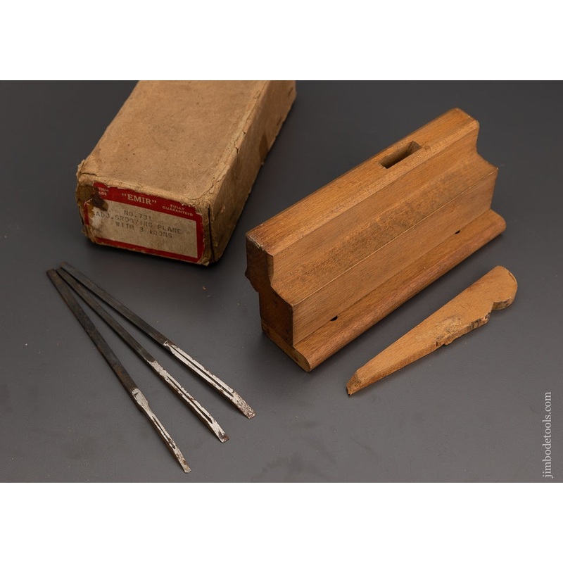 Wooden Plow Plane Near Mint in Box with 3 Irons EMIR – 98757