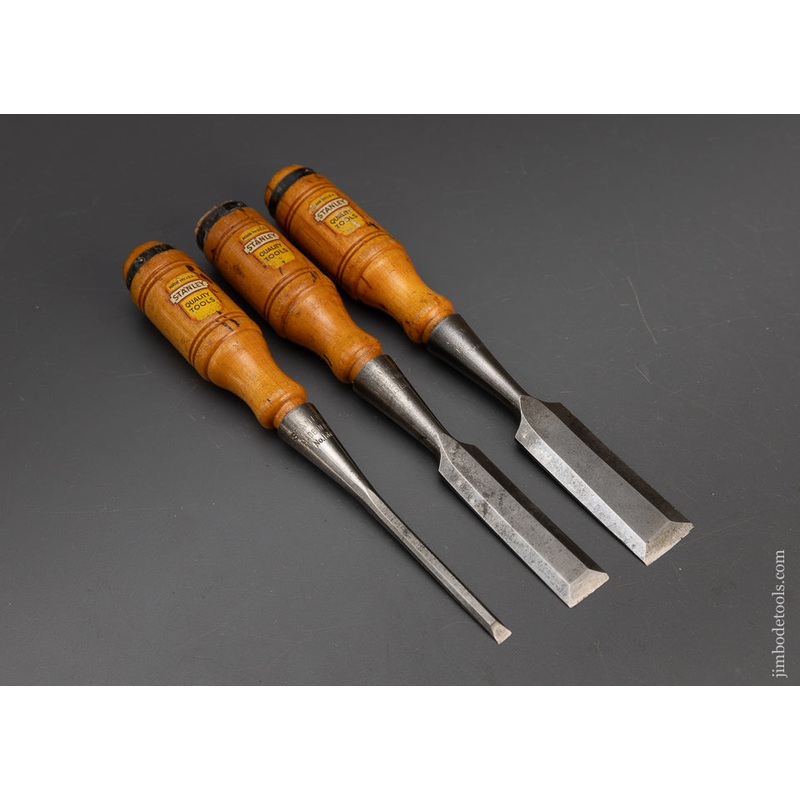 Rare Set of 3 STANLEY No. 160 Chisels with Decals – 115503