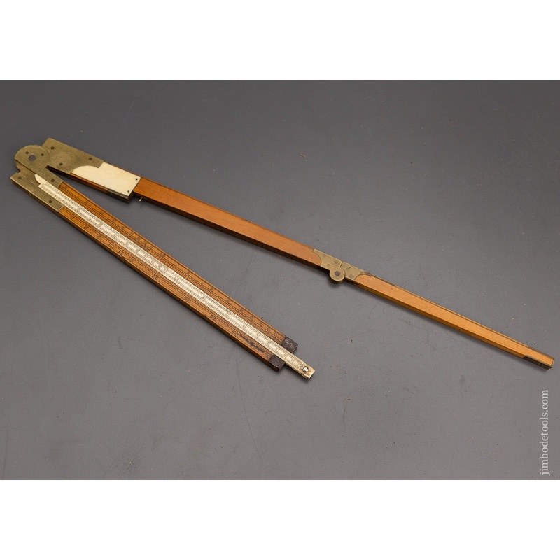 Rare & Fine 3 Fold Boxwood Timber Rule with Slide & Tablet by J. TREE 1832-42 – EXCELSIOR 101764 – AS OF JAN 30