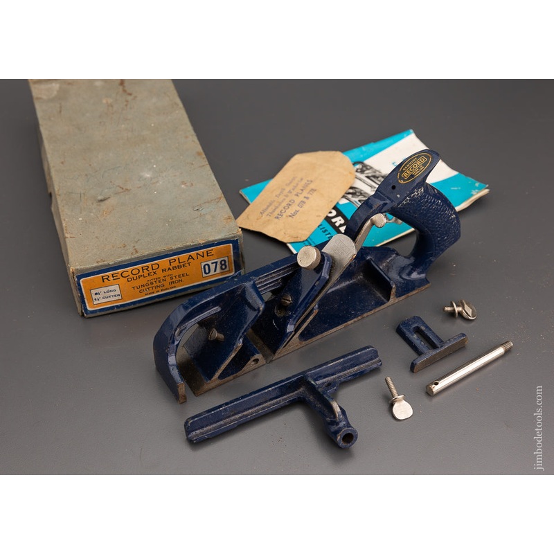 RECORD No. 078 Rabbet Plane 100% Complete Near Mint in Box – 102002