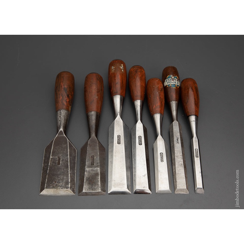 Very Rare Graduated Set of STANLEY No. 1004 Composite Wood Grain Handle EVERLASTING Chisel Set – 102262 – AS OF FEB 23