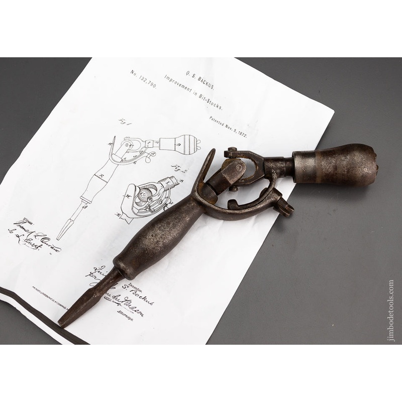 QUIMBY S. BACKUS PATENT Angular Bit Stock 1872 – 101248