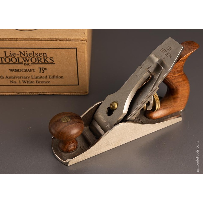 Rare White Bronze Limited Edition LIE NIELSEN No. 1 Smooth Plane with Rosewood Handles Mint in Box – 98407