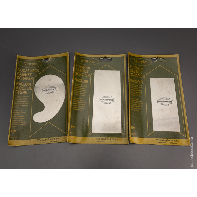 Set of 3 MARPLES Cabinet Scrapers Mint in Wrappers – 102234