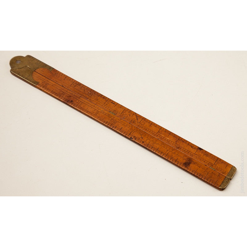Rare and Early! S.A. JONES & CO. HARTFORD Boxwood Two Legged Rule with Steel Tips — 69851