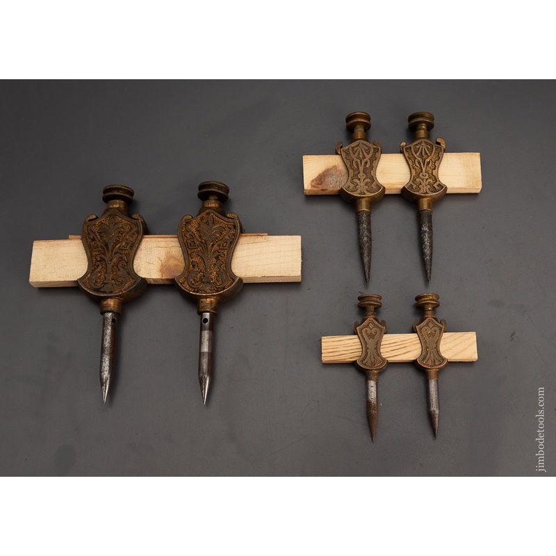 STANLEY No. 1, No. 2 & No. 3 Ornate Brass Trammel Points – 102513