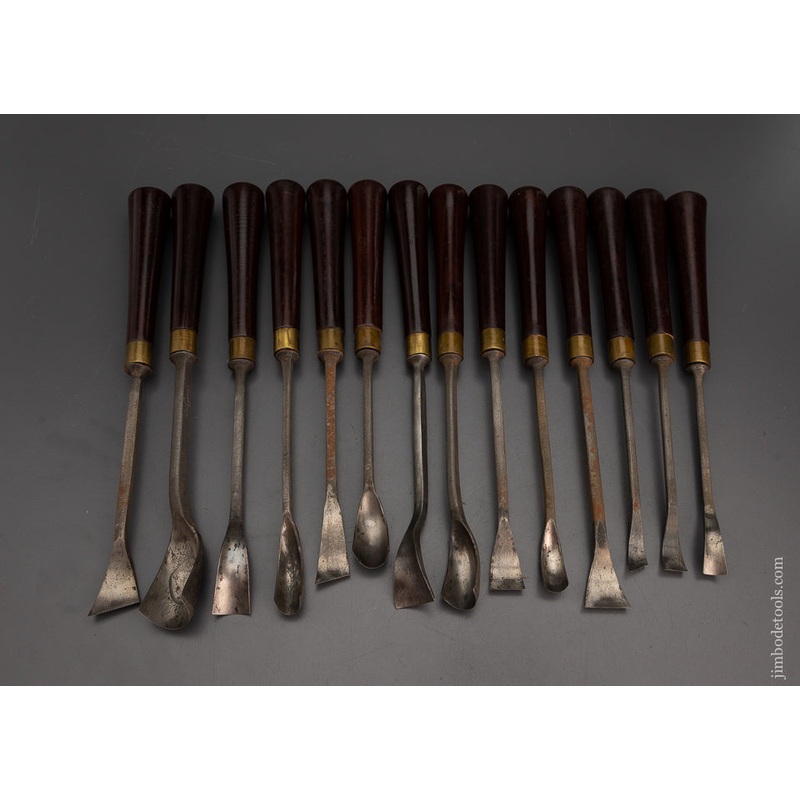 Remarkable New Old Stock Set of 14 Rosewood Handled BUCK BROS. Carving Tools – EXCELSIOR 102620