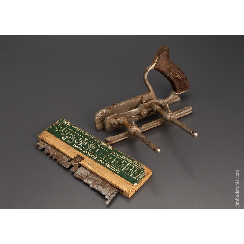 STANLEY No. 50 Plow Plane with 15 Cutters & One Stop – 102772