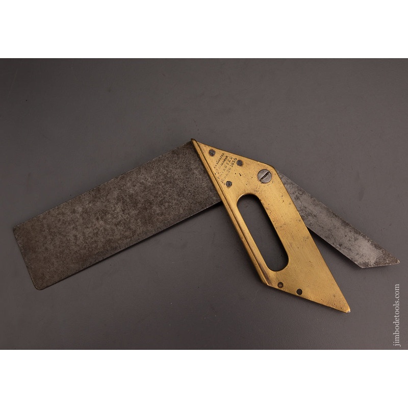 Rare HALSTED & ACKERMAN PAT. JUNE 26, 1855 Combination Try Square & Bevel – 103107