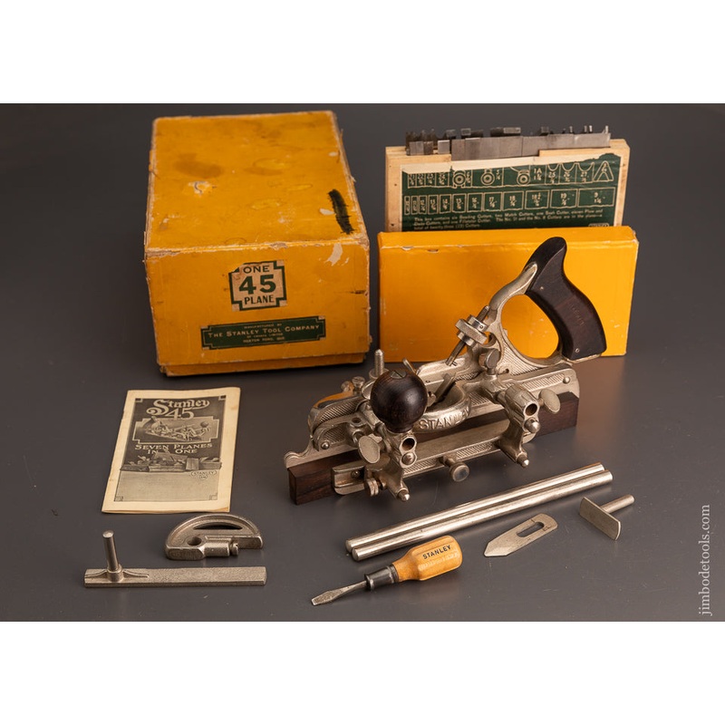 100% Complete STANLEY No. 45 Combination Plow Plane Near Mint in Box SWEETHEART – 102844 – AS OF JULY 3