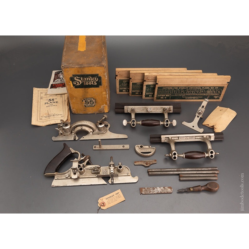 STANLEY No. 55 Combination Plane 100% Complete & Fine in Original Box – 104204