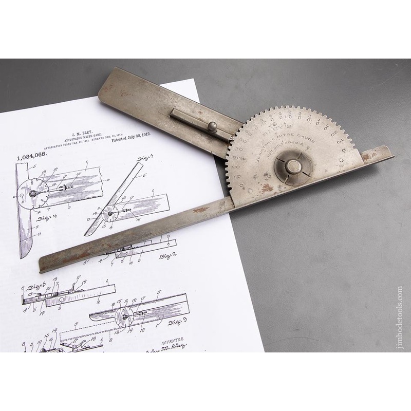 Rare BLEY’S PATENT Mitre Gauge PAT. JULY 30, 1912 — 92888