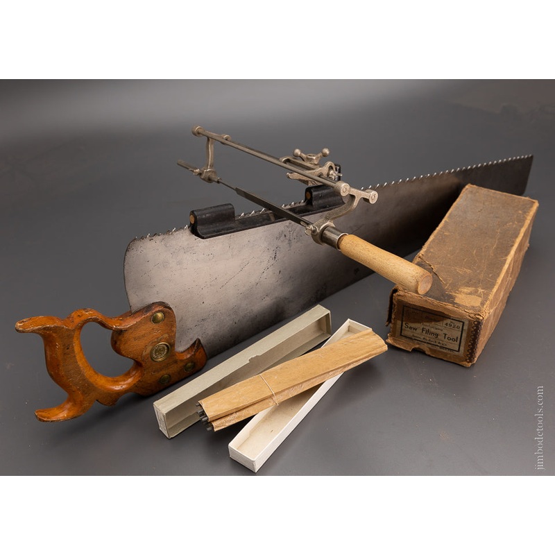 Stearns Patent Saw Filer With New Box of SIMONDS Saw Files -104292