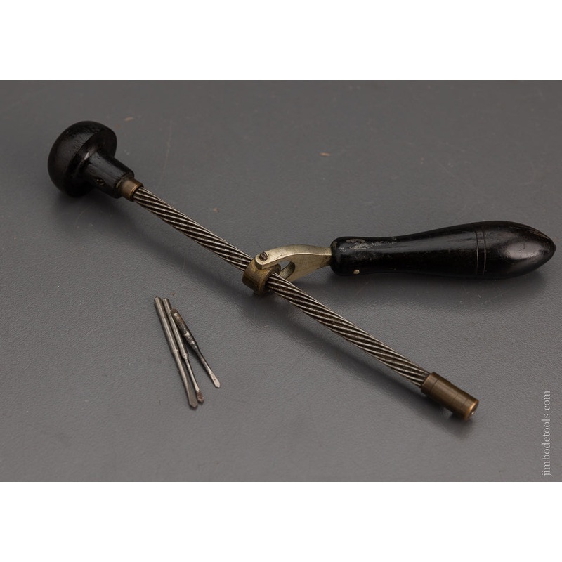 Rare HOLTZAPFFEL Miniature Ebony Archimedes Drill with Bits in Handle – 104281