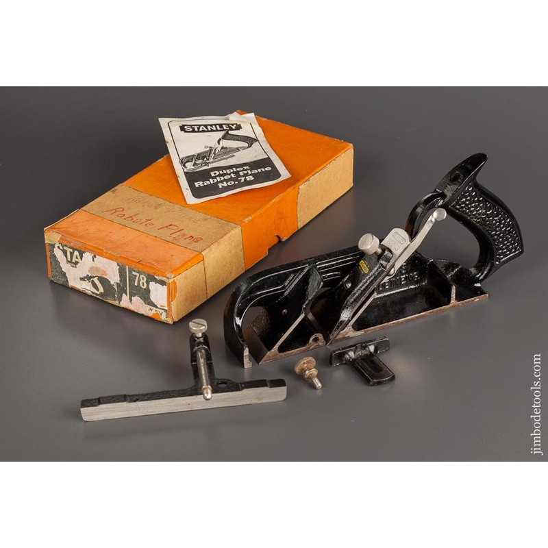 STANLEY No. 78 Duplex, Rabbet, and Filletster Plane NEAR MINT with Decal in Original Box — 78877