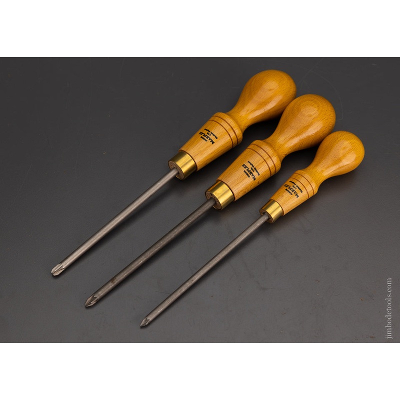 Rare MARPLES Phillips Cabinet Makers Screwdriver Set 3 Sizes – 104776