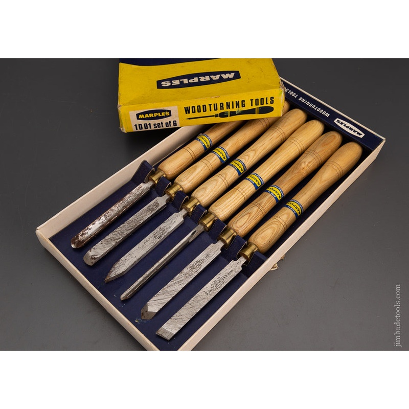Set of 6 MARPLES Woodturning Tools Near Mint in Box – 104801