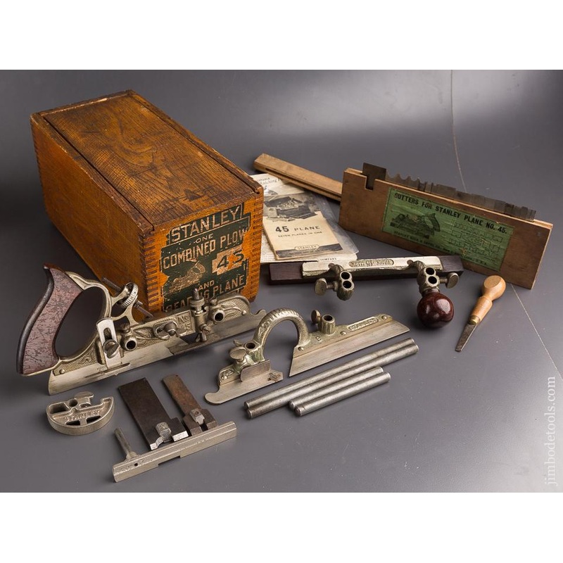 STANLEY NO. 45 Combination Plane 100% COMPLETE in Original Box Type 8 circa 1907-08 FINE — 85826