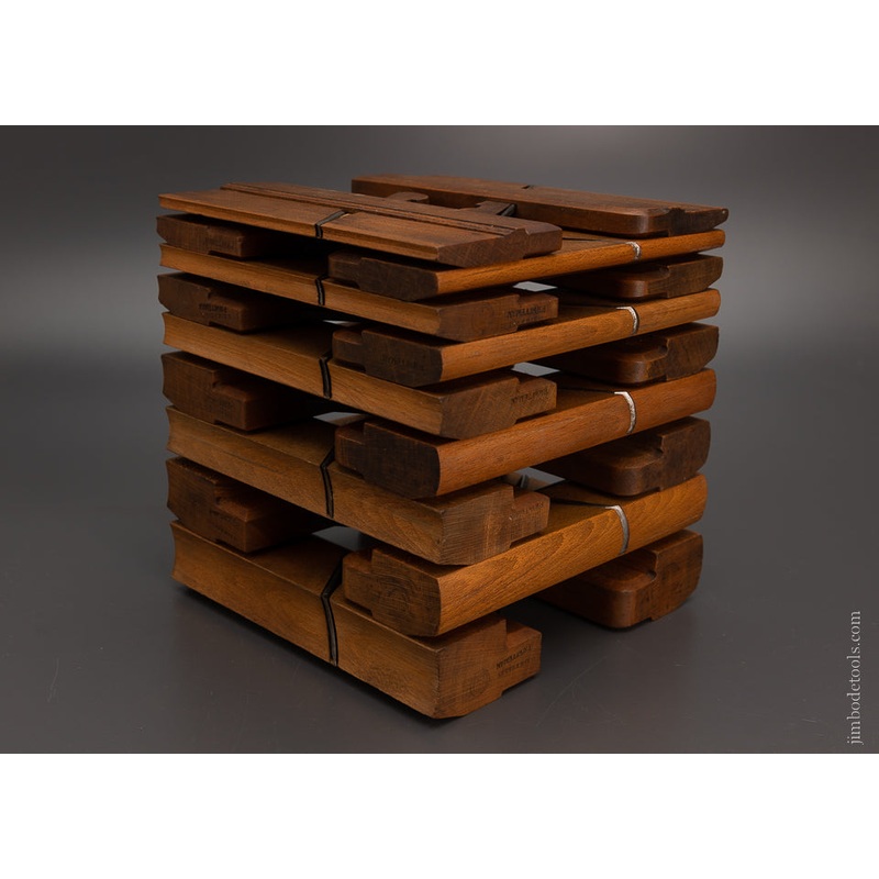 Very Fine & Crisp Set of 18 Skewed Hollow & Round Moulding Planes by D. KIMBERLY – 104921 – AS OF OCT 28
