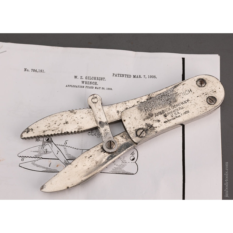 Rare GILCHRIST PATENT Adjustable Alligator Wrench – 102849