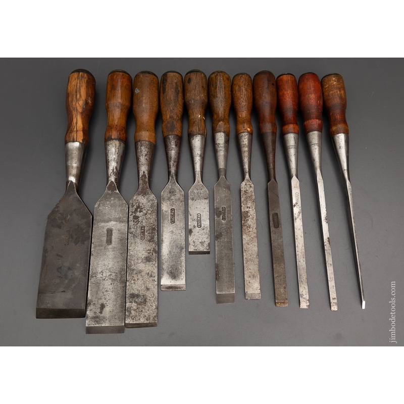 Rare Graduated Set of 11 STANLEY No. 25 EVERLASTING Chisels – 102276