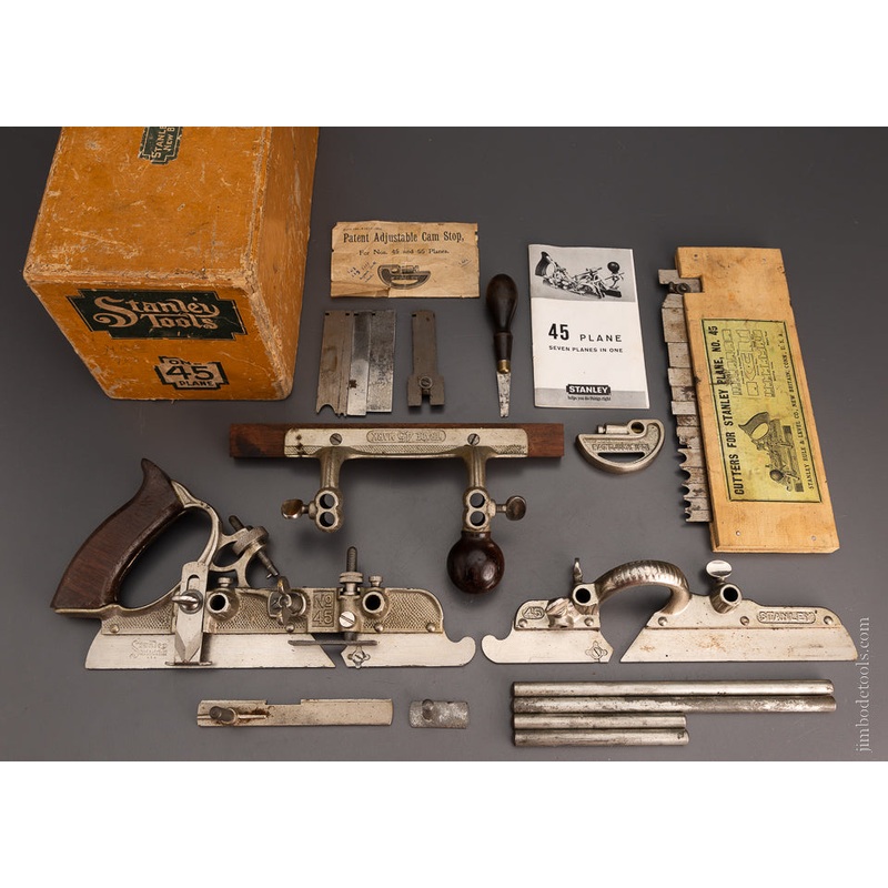 100% Complete STANLEY No. 45 Combination Plow Plane in Box – 105270