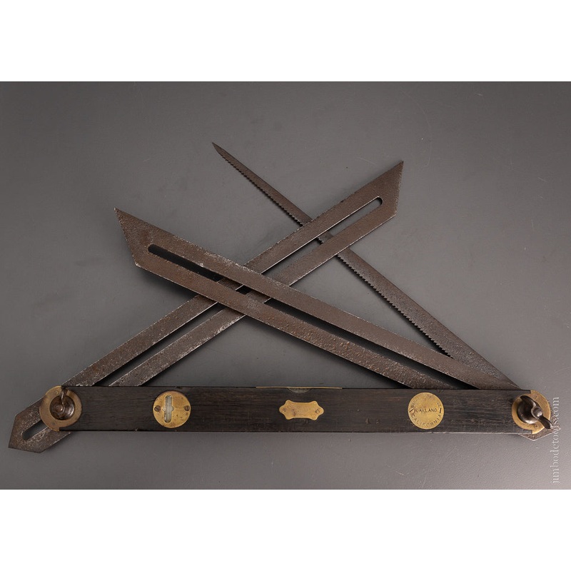 Very Rare BENJ. VAN AMRINGE PATENT Ebony Combination Tool Bevel, Square, Saw, Level Rule, Etc. – 105296