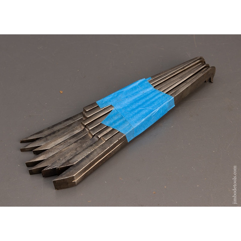 Rare 18th Century Graduated Set of 8 Plow Plane Irons by F. STONES – 115963