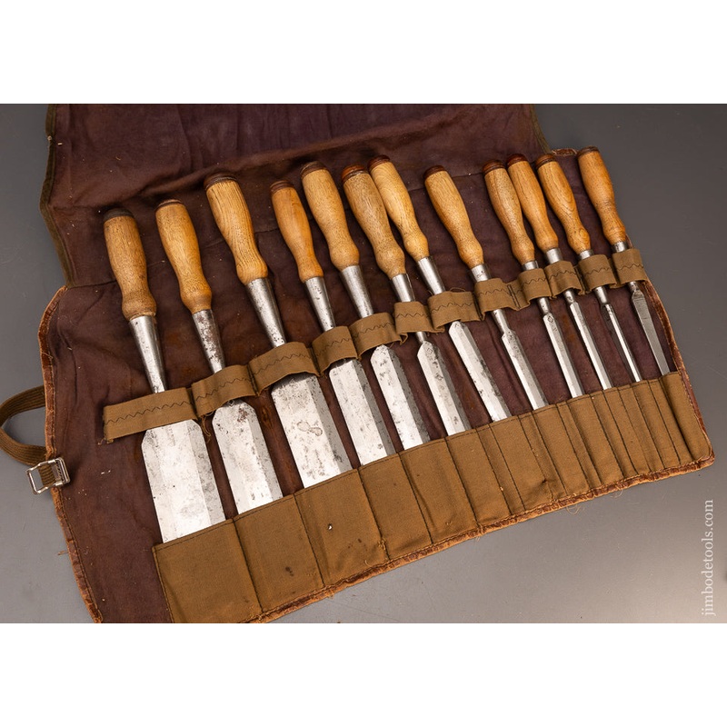 Really Fine Complete Graduated Set of 12 C. E. JENNINGS Socket Firmer Chisels – 115989
