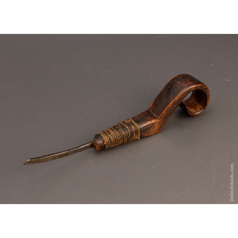 Swirly Grained Crotch Wood Native American Crooked Knife – 115576