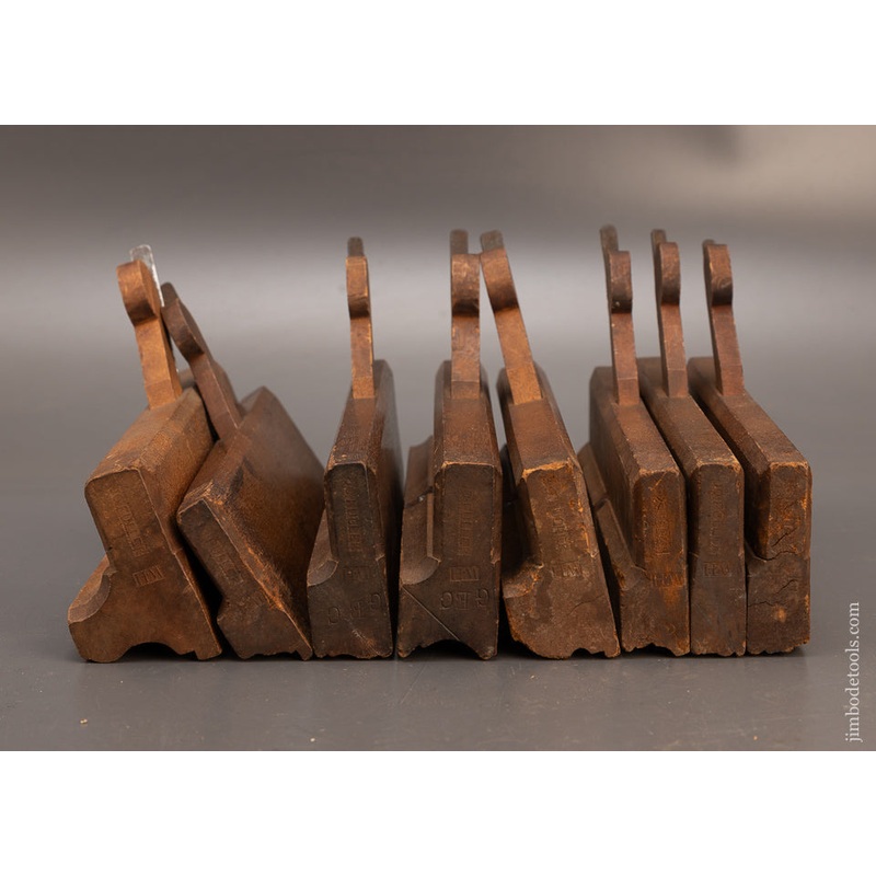 Unheard of Set of 8 10 Inch Yellow Birch Complex Moulding Planes by JO:FULLER – 115998