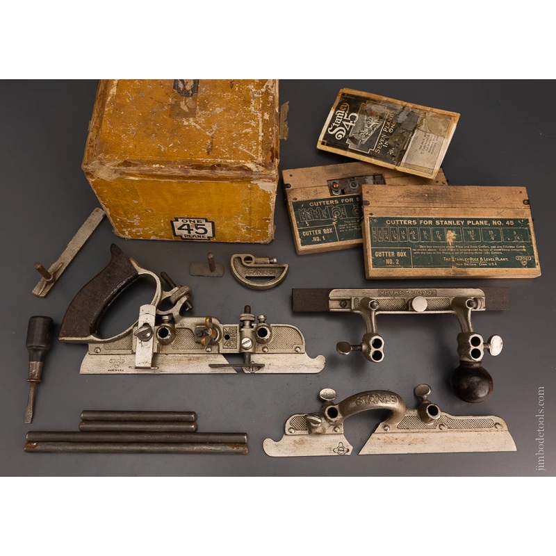 100% Complete & Fine SWEETHEART STANLEY No. 45 Combination Plow Plane in Original Box – 106066