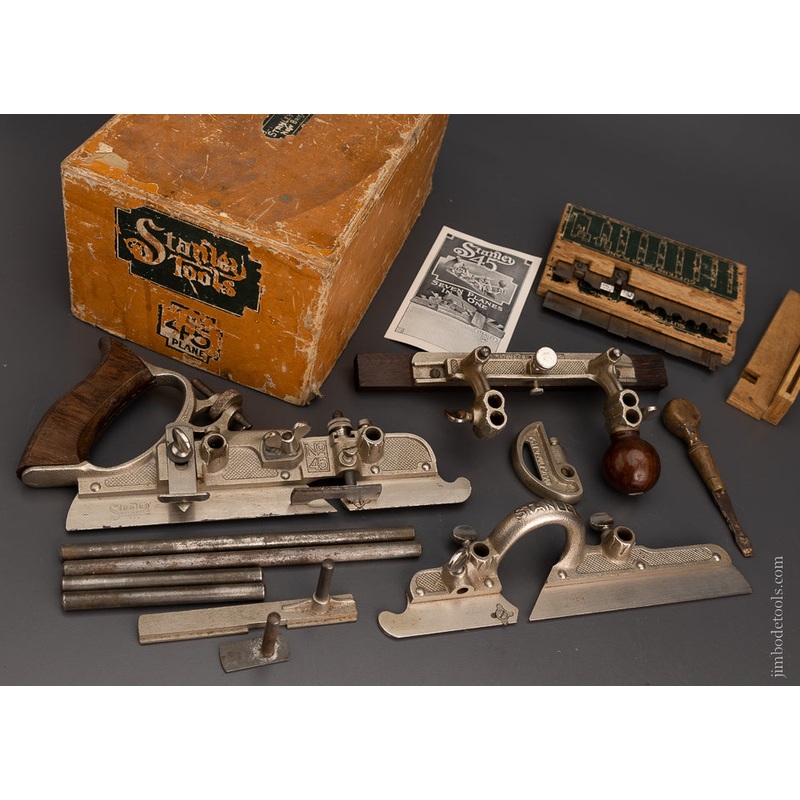 100% Complete STANLEY No. 45 Combination Plow Plane in Box – 105312