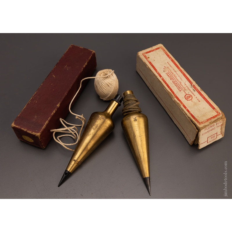 Two 16 Ounce Brass Plumb Bobs Mint in Box – 105893