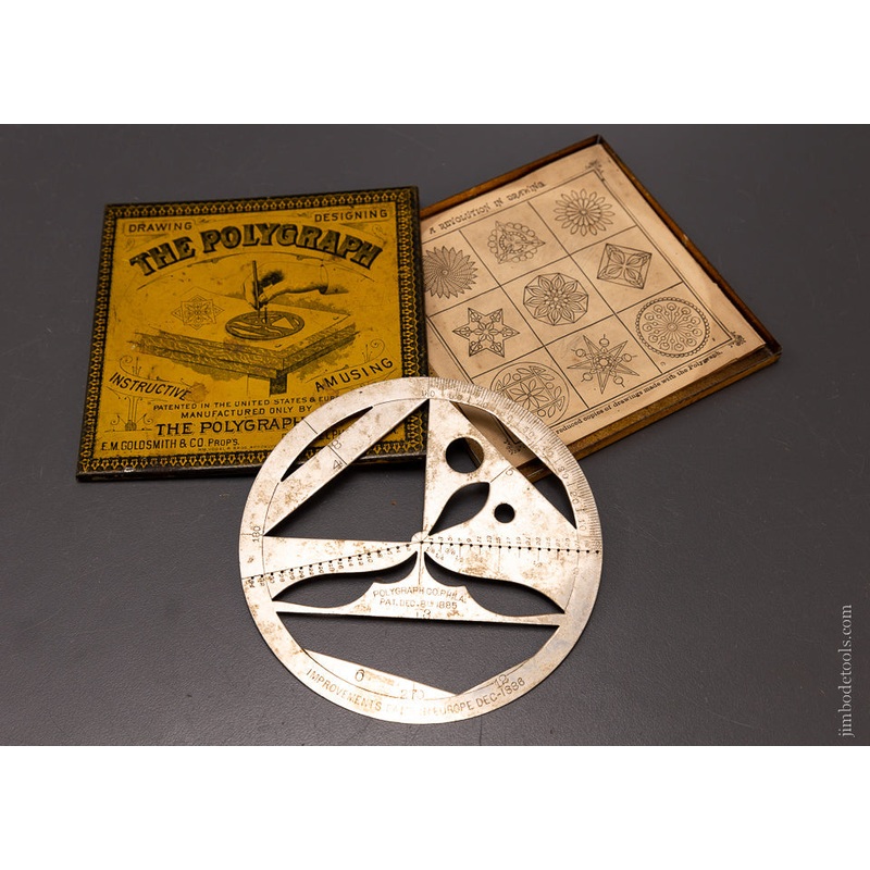 Rare & Mint Nickel Plated Polygraph Drawing Tool in Original Tin Box with Instructions – 107111