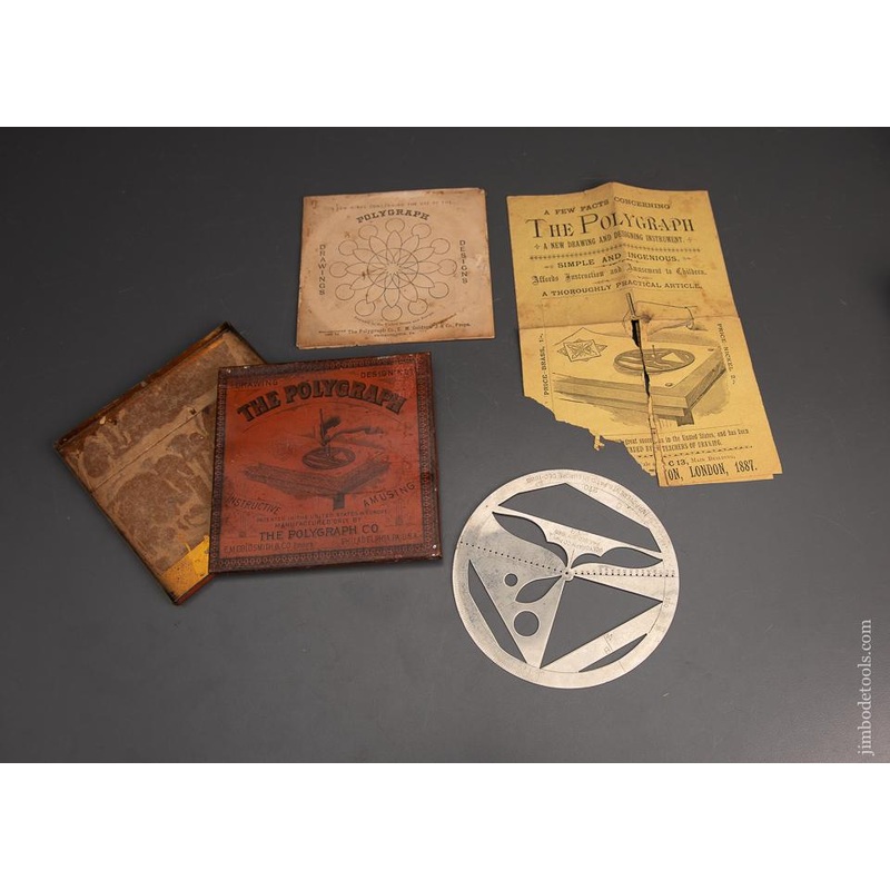 Rare & Mint Nickel Plated Polygraph Drawing Tool in Original Tin Box with Instructions — EXCELSIOR 95200