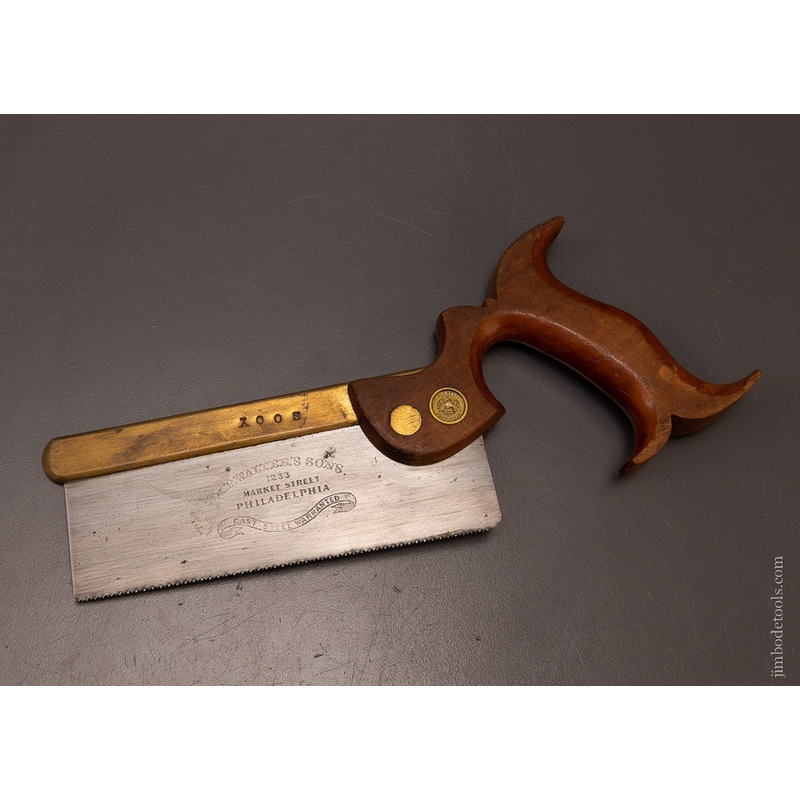Rare 6 Inch Brass Back Dovetail Saw by M.P. WALTERs SONS PHILA. – 107177